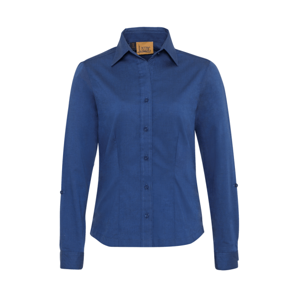 Oxford Thai Navy Double Function Long Sleeve Blouse For Women